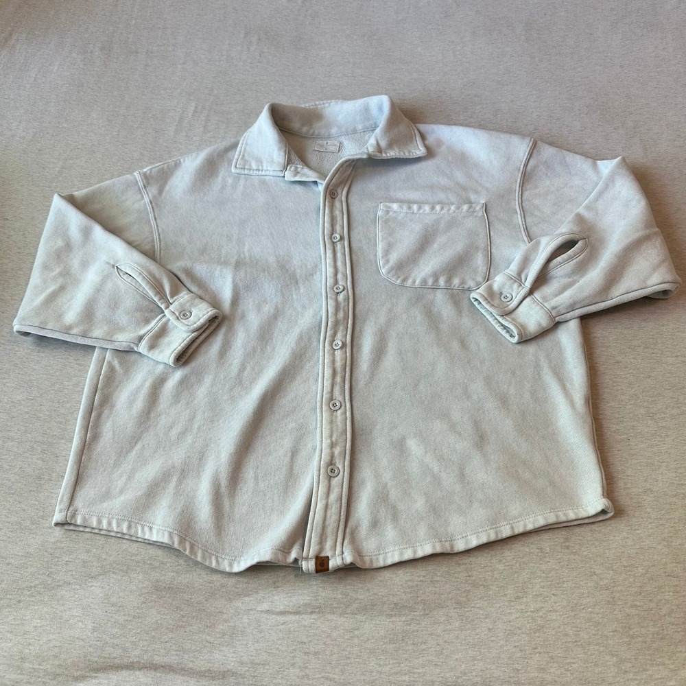 Simply‎ Southern Womens Light Blue Fleece Button Down Shacket Shirt Small